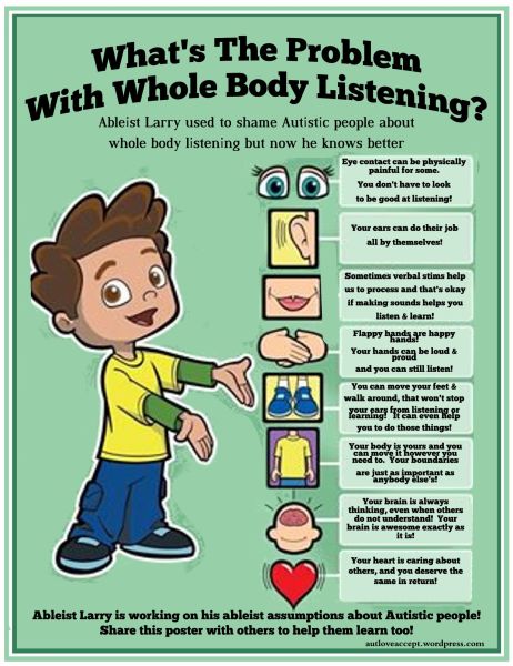 Listening Larry poster corrected to show acceptance of neurodiversity